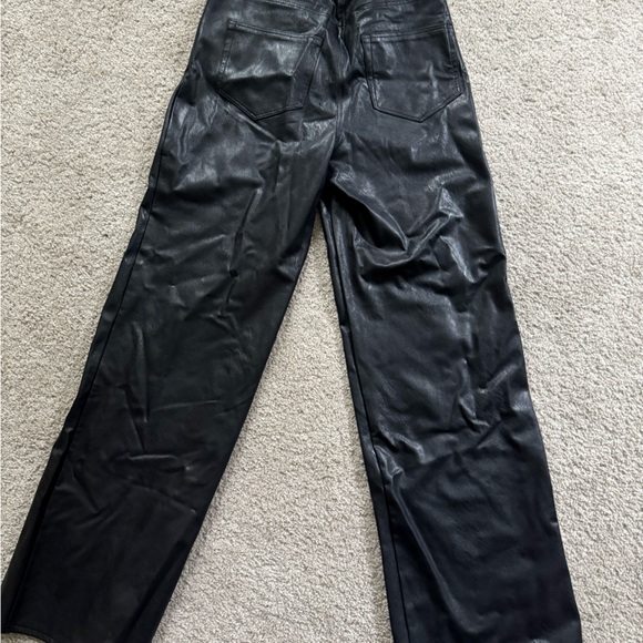 PAIGE Midnight Black Leather Trousers - Picture 4 of 5